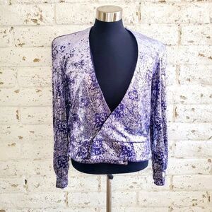 VTG Stitch In Time Purple Velour Jacket Metallic Floral Rodeo Shirt Dolly Parton